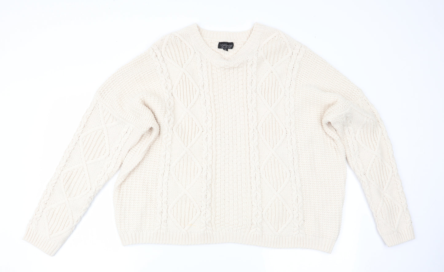 Topshop Womens Ivory Geometric  Pullover Jumper Size 16