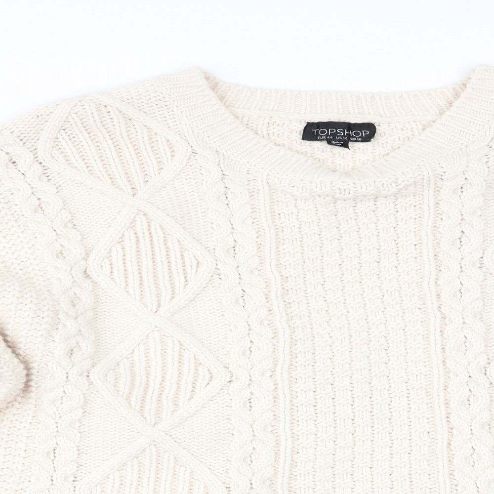 Topshop Womens Ivory Geometric  Pullover Jumper Size 16