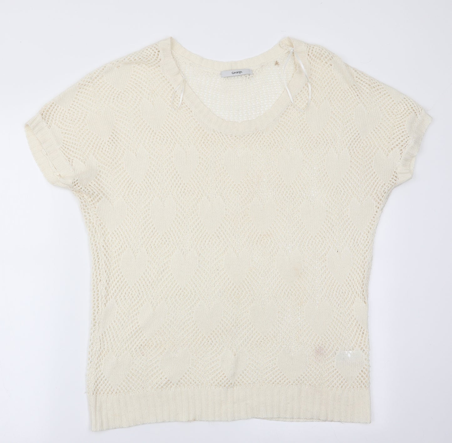 George Womens Ivory   Tunic Jumper Size 14  - Open knit heart pattern