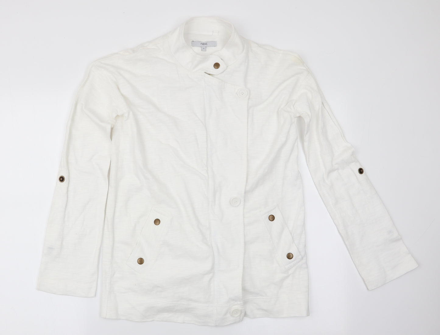 NEXT Womens White   Jacket Coat Size 10  - roll up sleeve