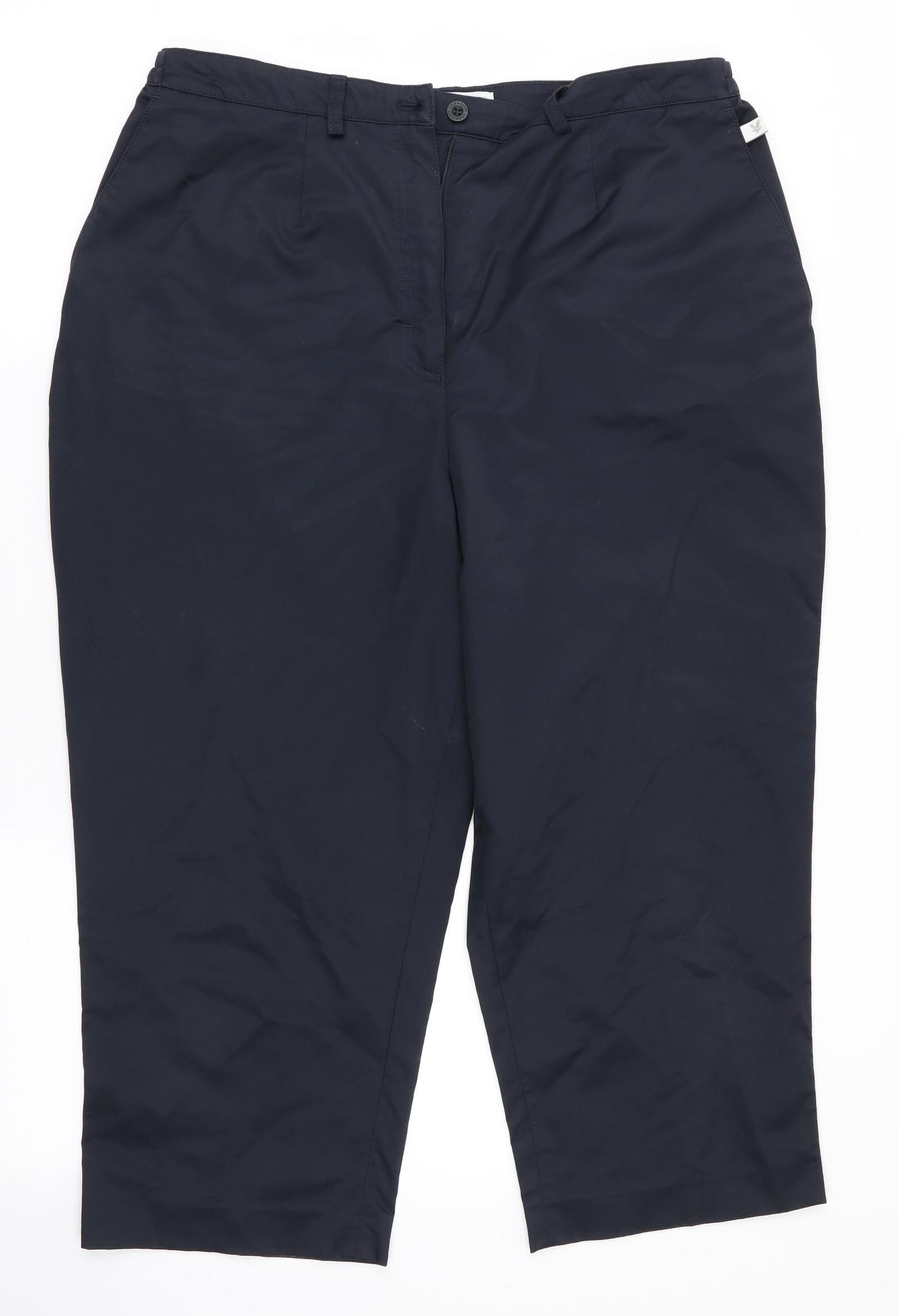 Lyle & Scott Womens Blue   Cropped Trousers Size 16 L21.5 in - Side Elastication