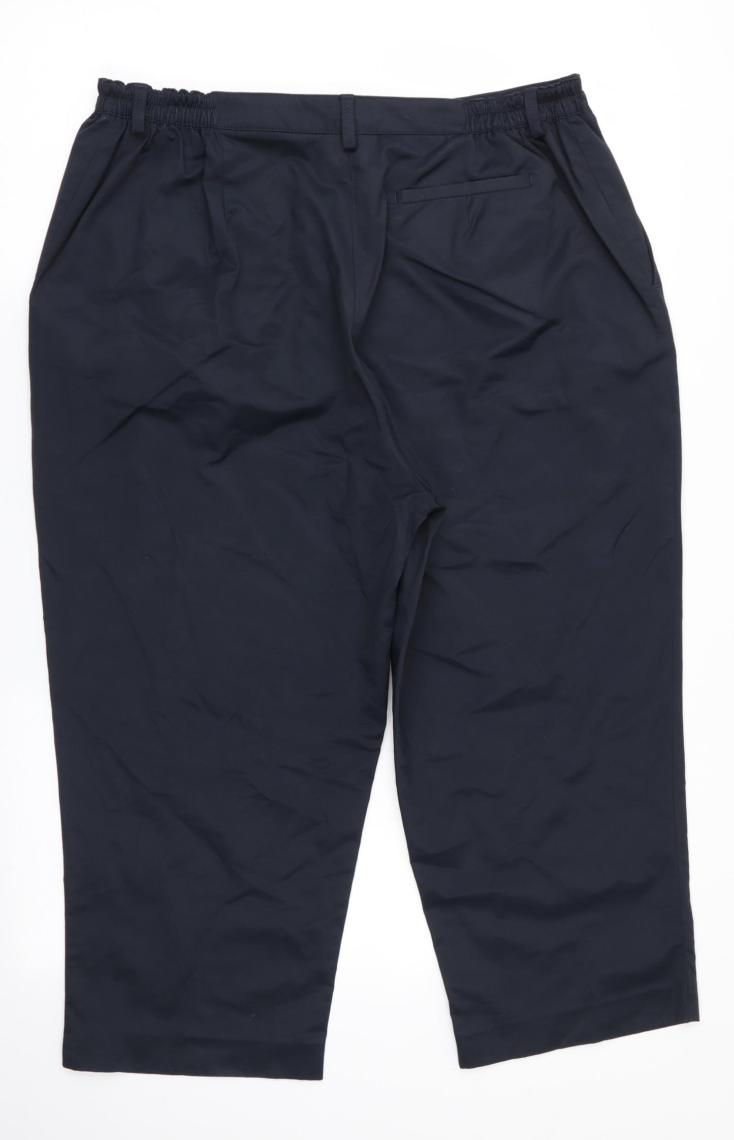 Lyle & Scott Womens Blue   Cropped Trousers Size 16 L21.5 in - Side Elastication