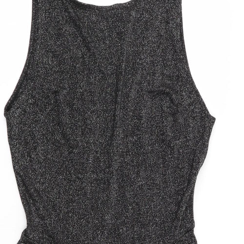 Divided Womens Black   Fit & Flare  Size 10  - Glitter effect Deep V Back