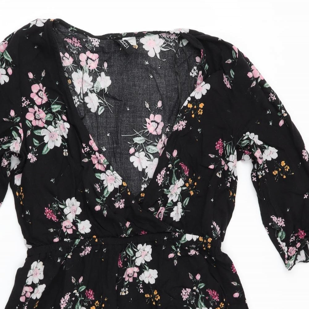 Divided Womens Black Floral  Fit & Flare  Size 10
