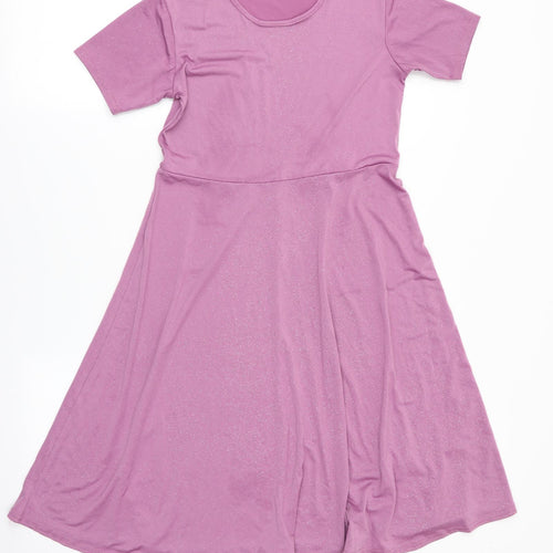 Preworn Girls Pink   Fit & Flare  Size 13 Years  - Glitter effect
