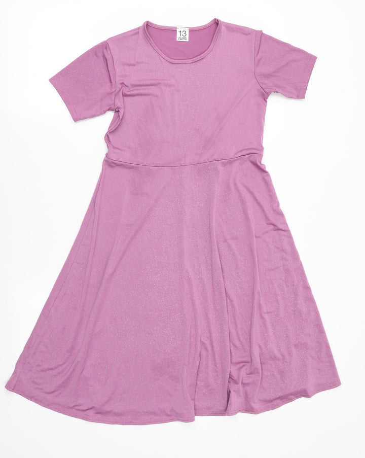 Preworn Girls Pink Fit & Flare Size 13 Years - Glitter effect
