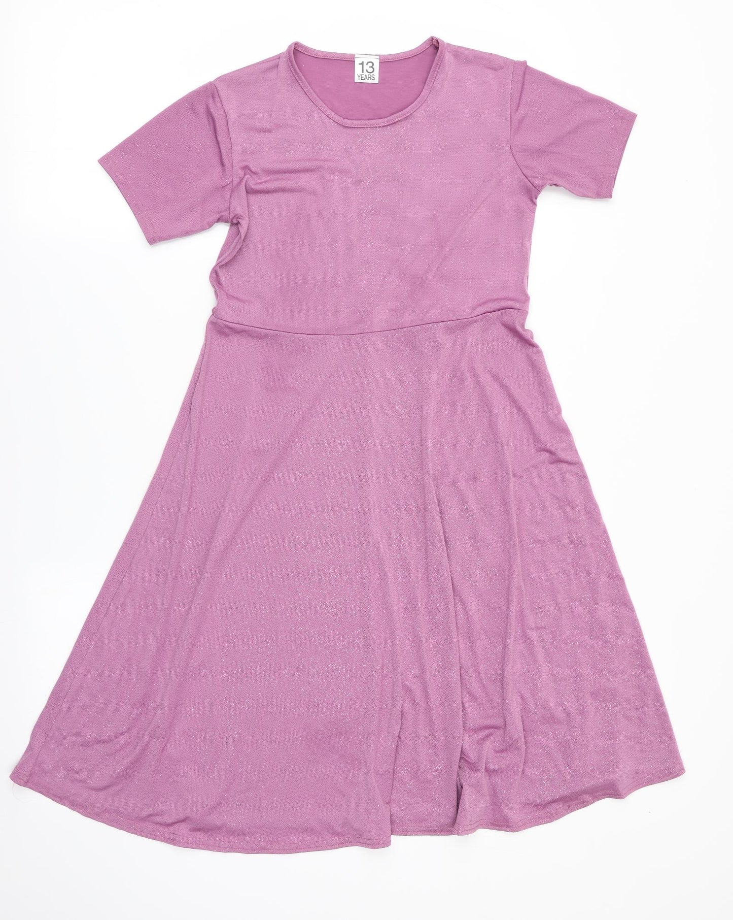 Preworn Girls Pink   Fit & Flare  Size 13 Years  - Glitter effect