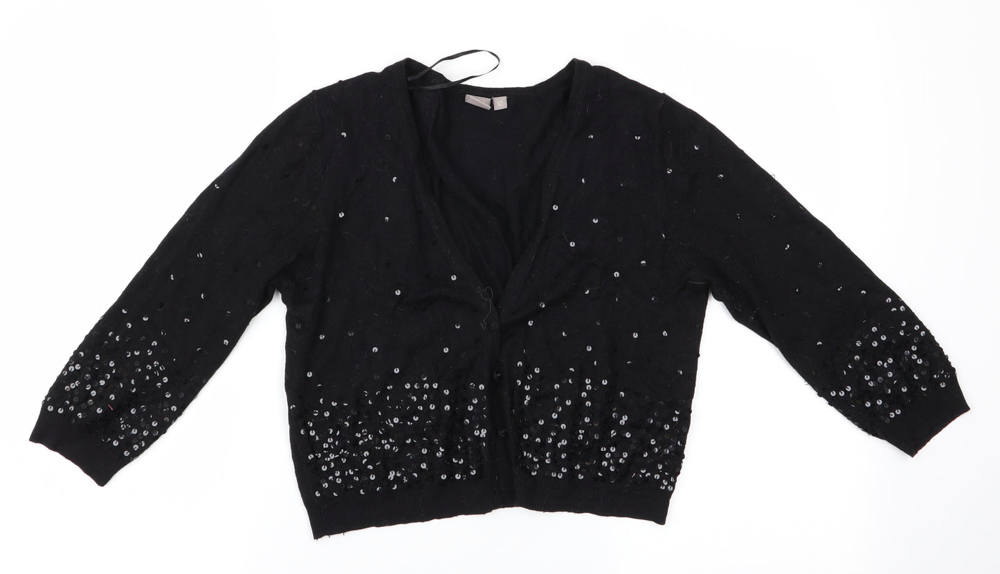 TU Womens Black   Cardigan Jumper Size 12  - Sequins all over
