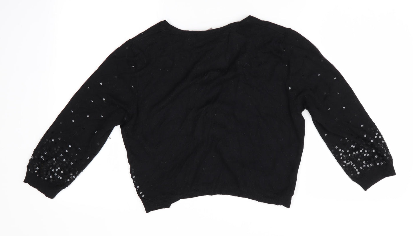 TU Womens Black   Cardigan Jumper Size 12  - Sequins all over