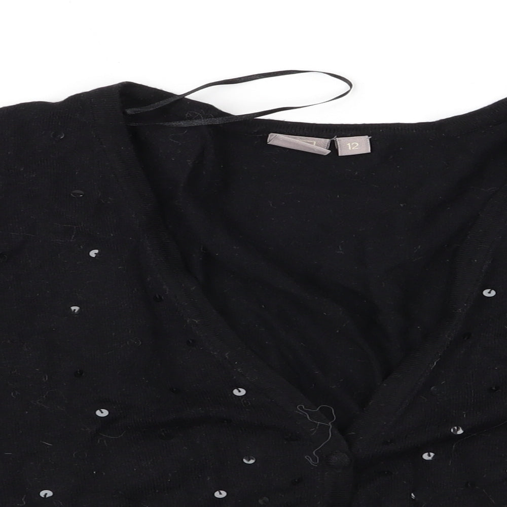 TU Womens Black   Cardigan Jumper Size 12  - Sequins all over