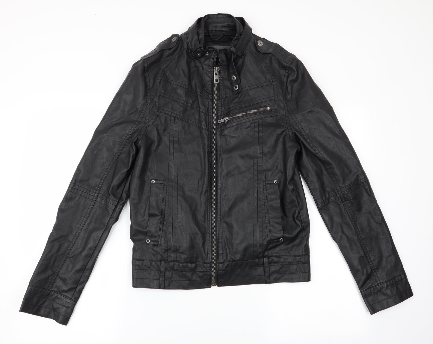 Burton Mens Black   Biker Jacket Size XS  - Leather Look Jacket
