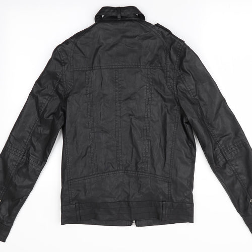 Burton Mens Black   Biker Jacket Size XS  - Leather Look Jacket