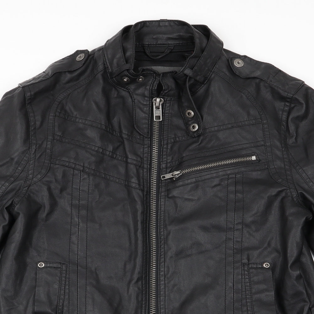 Burton Mens Black   Biker Jacket Size XS  - Leather Look Jacket