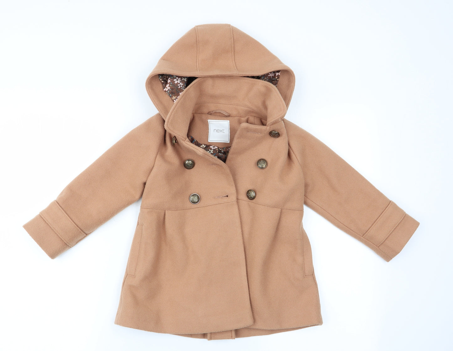NEXT Girls Beige   Overcoat Coat Size 3-4 Years