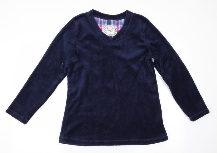 Love To Dream Womens Blue Solid   Pyjama Top Size 12  - Fleece Feel Exterior