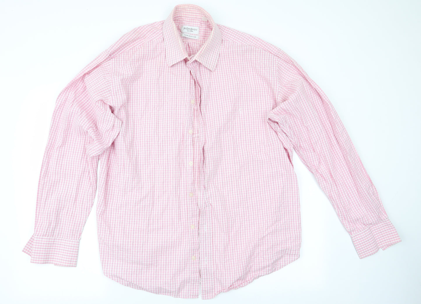 Yves Saint Laurent Mens Red Check   Button-Up Size XL