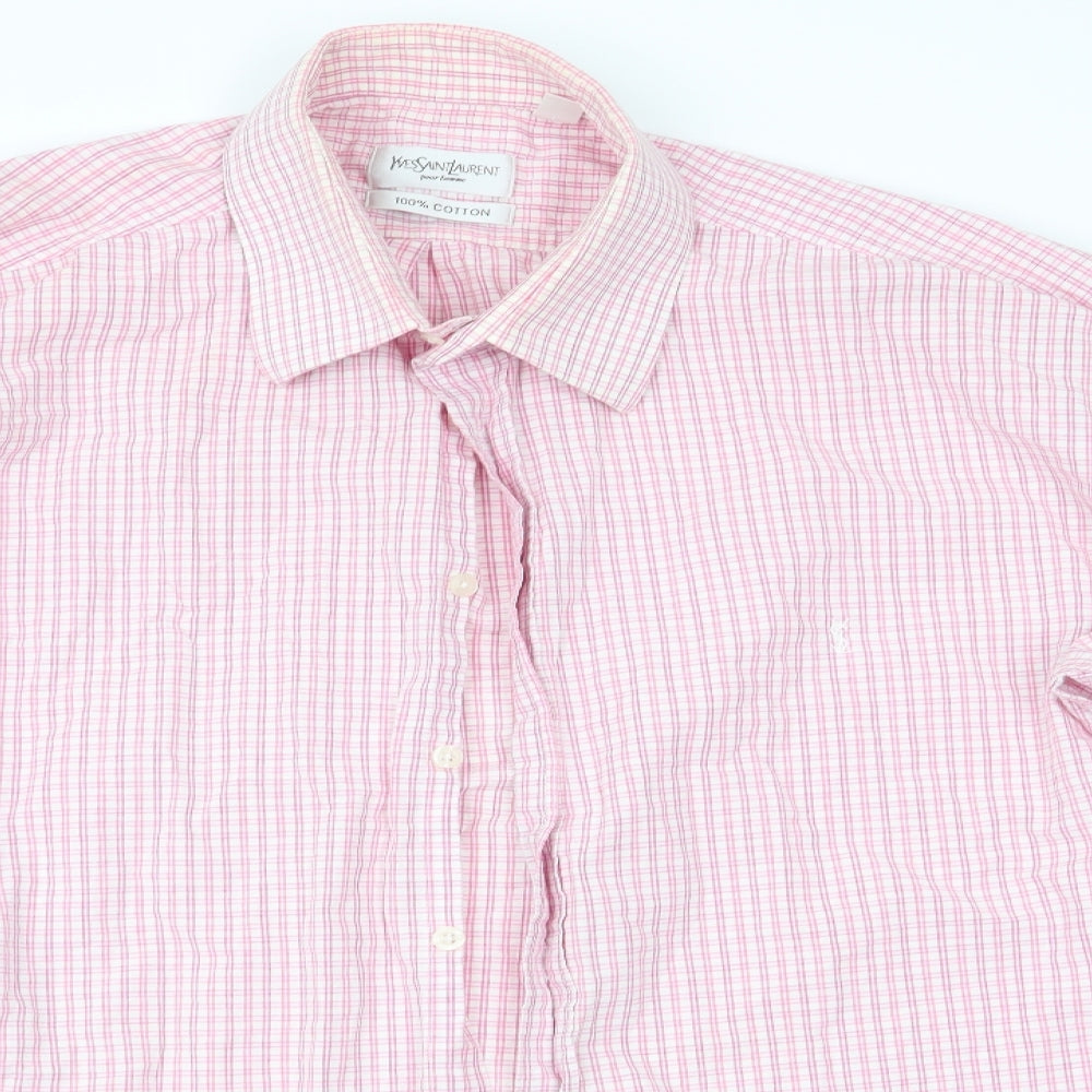 Yves Saint Laurent Mens Red Check   Button-Up Size XL