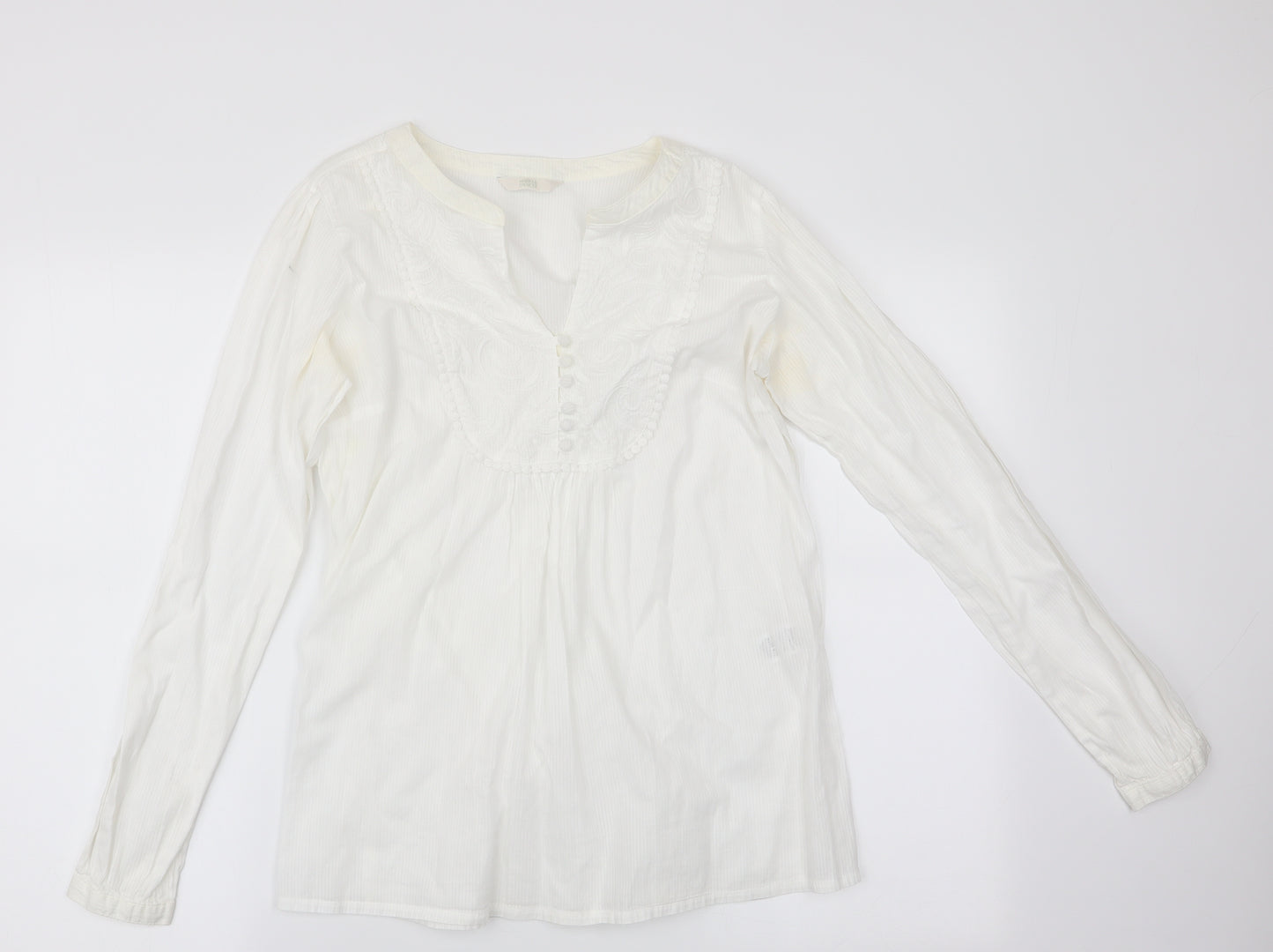 Marks and Spencer Womens White Floral  Basic Blouse Size 10  - Mandarin Collar