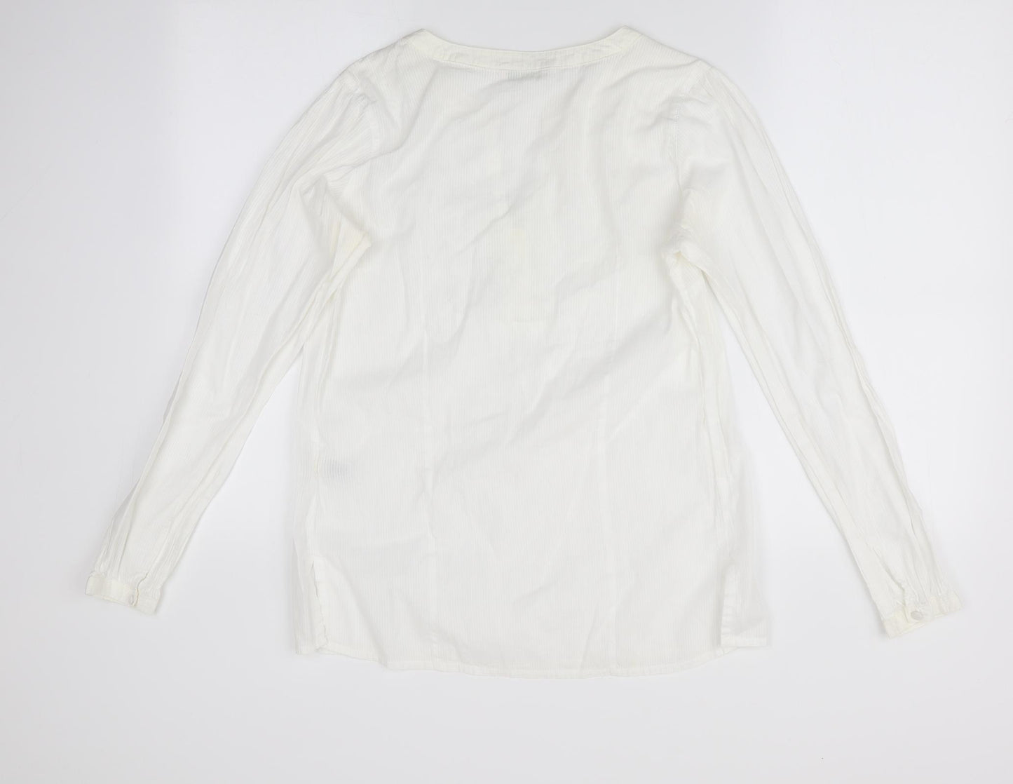 Marks and Spencer Womens White Floral  Basic Blouse Size 10  - Mandarin Collar
