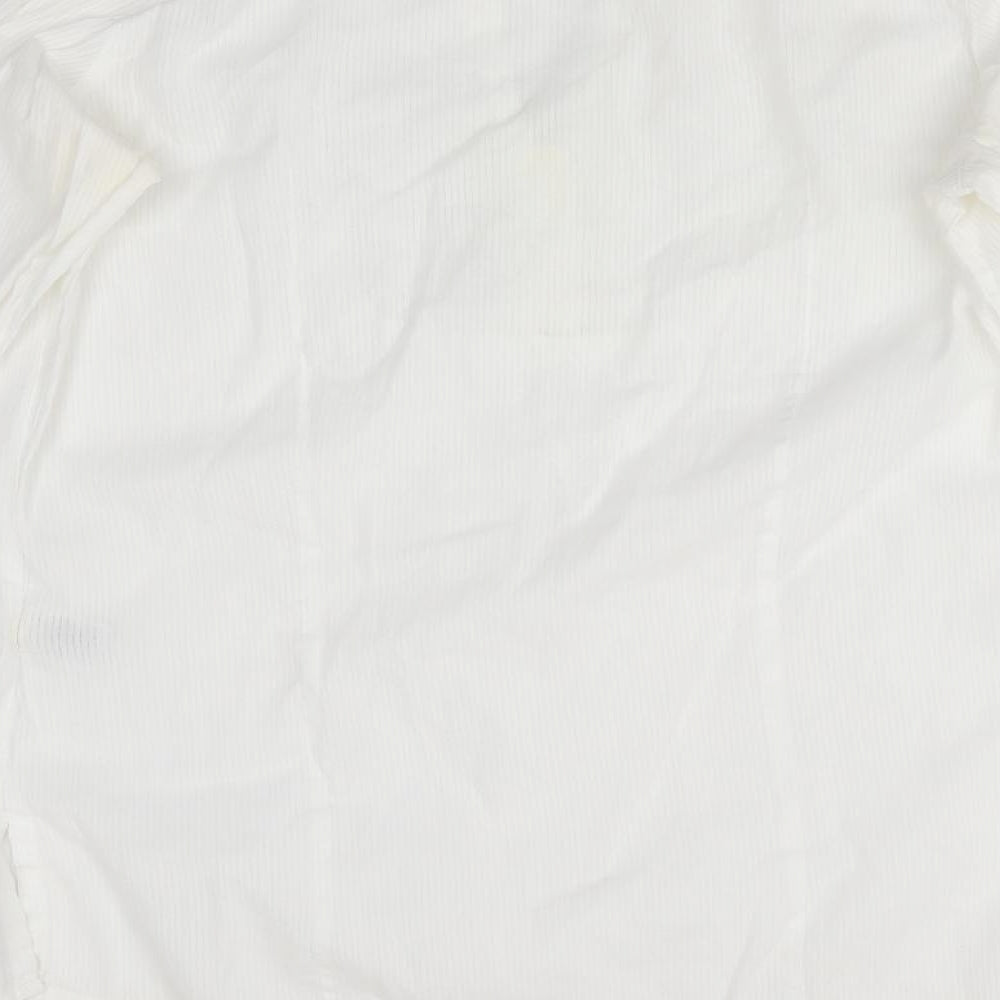 Marks and Spencer Womens White Floral  Basic Blouse Size 10  - Mandarin Collar