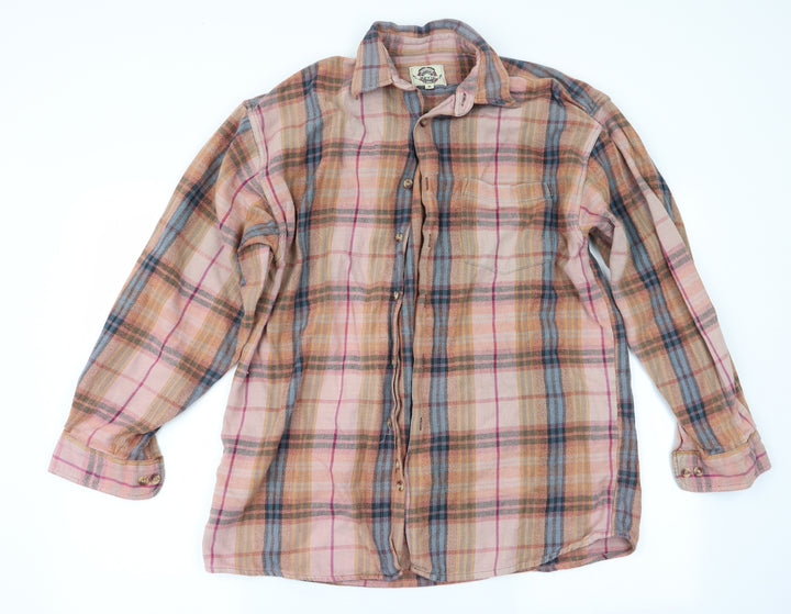 Natif Mens Orange Check Button-Up Size M