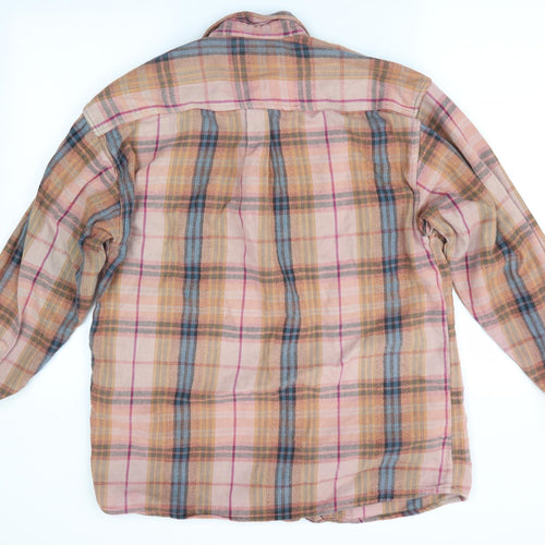 Natif Mens Orange Check   Button-Up Size M