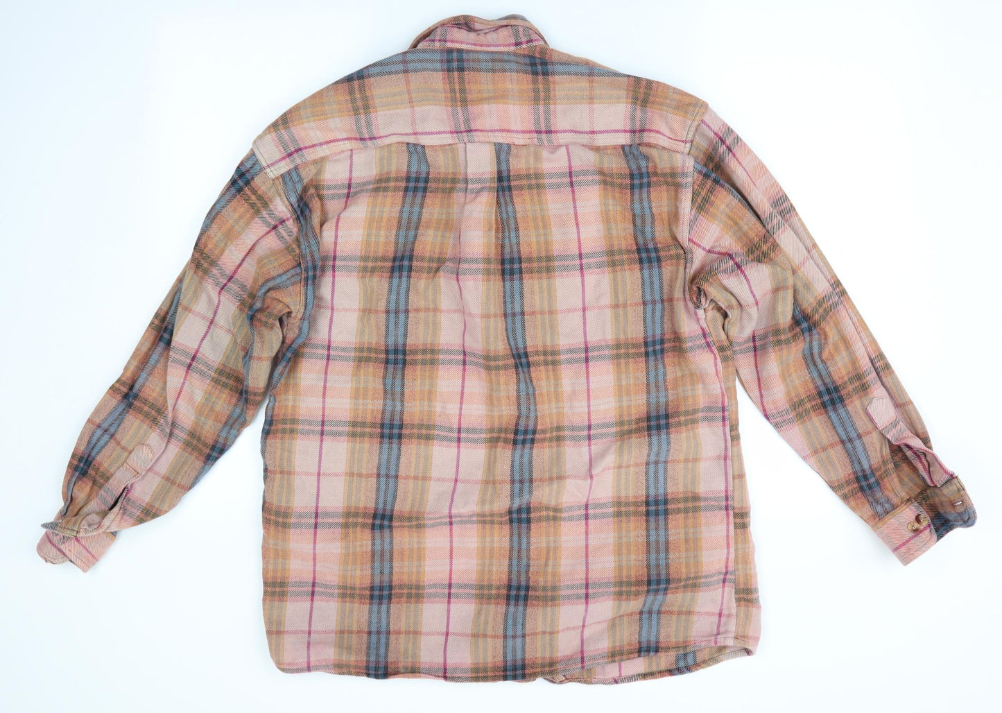 Natif Mens Orange Check   Button-Up Size M