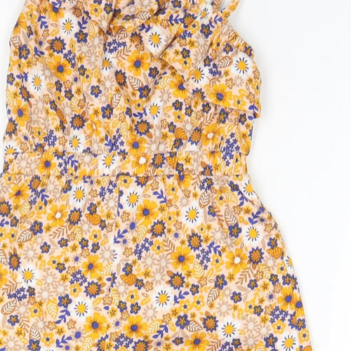 TU Girls Orange Floral  Jumpsuit One-Piece Size 3-4 Years