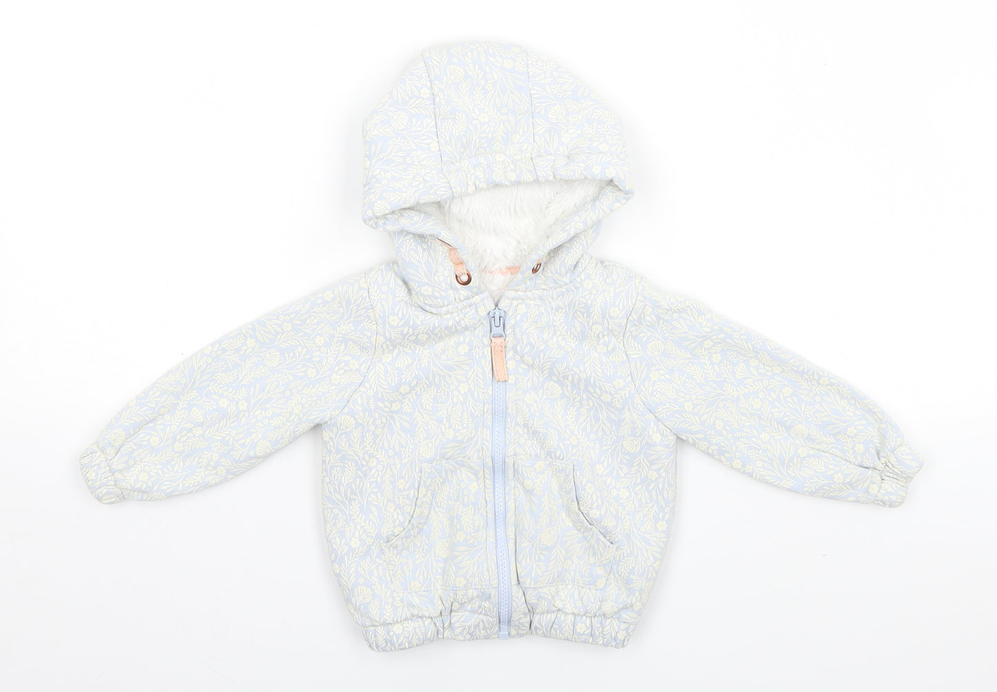 Nutmeg Baby Blue Floral  Full Zip Jumper Size 18-24 Months