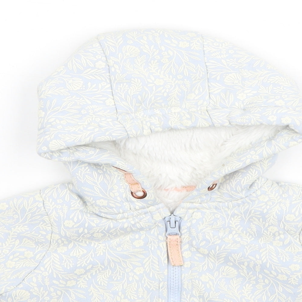 Nutmeg Baby Blue Floral  Full Zip Jumper Size 18-24 Months
