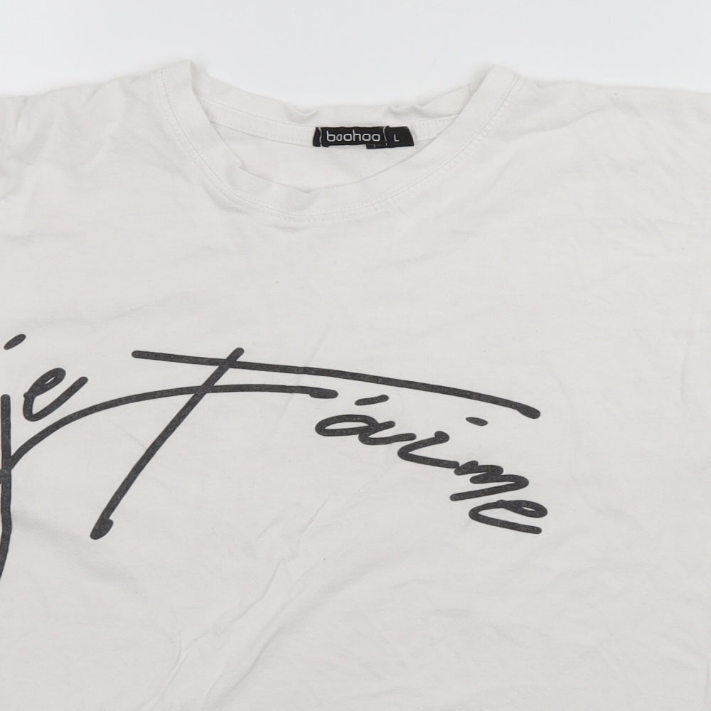Boohoo Mens White    T-Shirt Size L