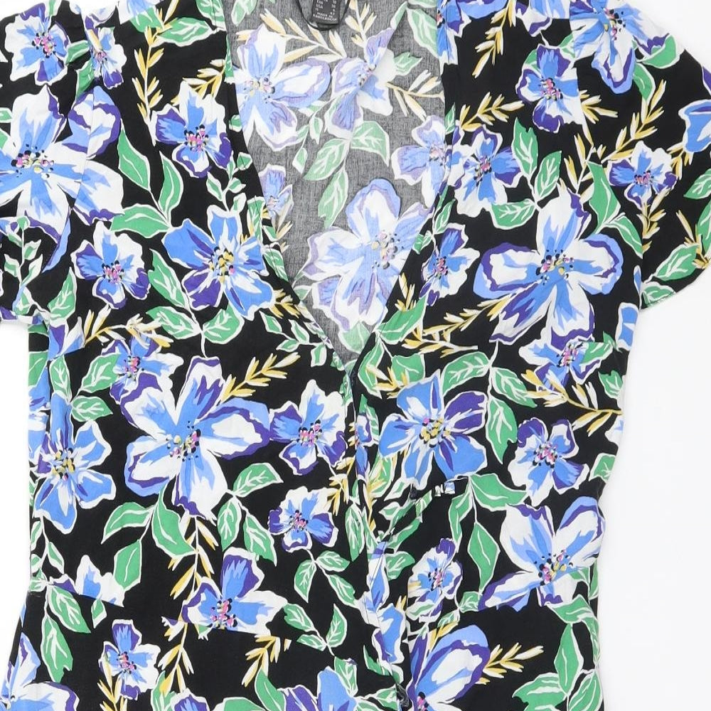 Primark Womens Black Floral  Basic Blouse Size 10