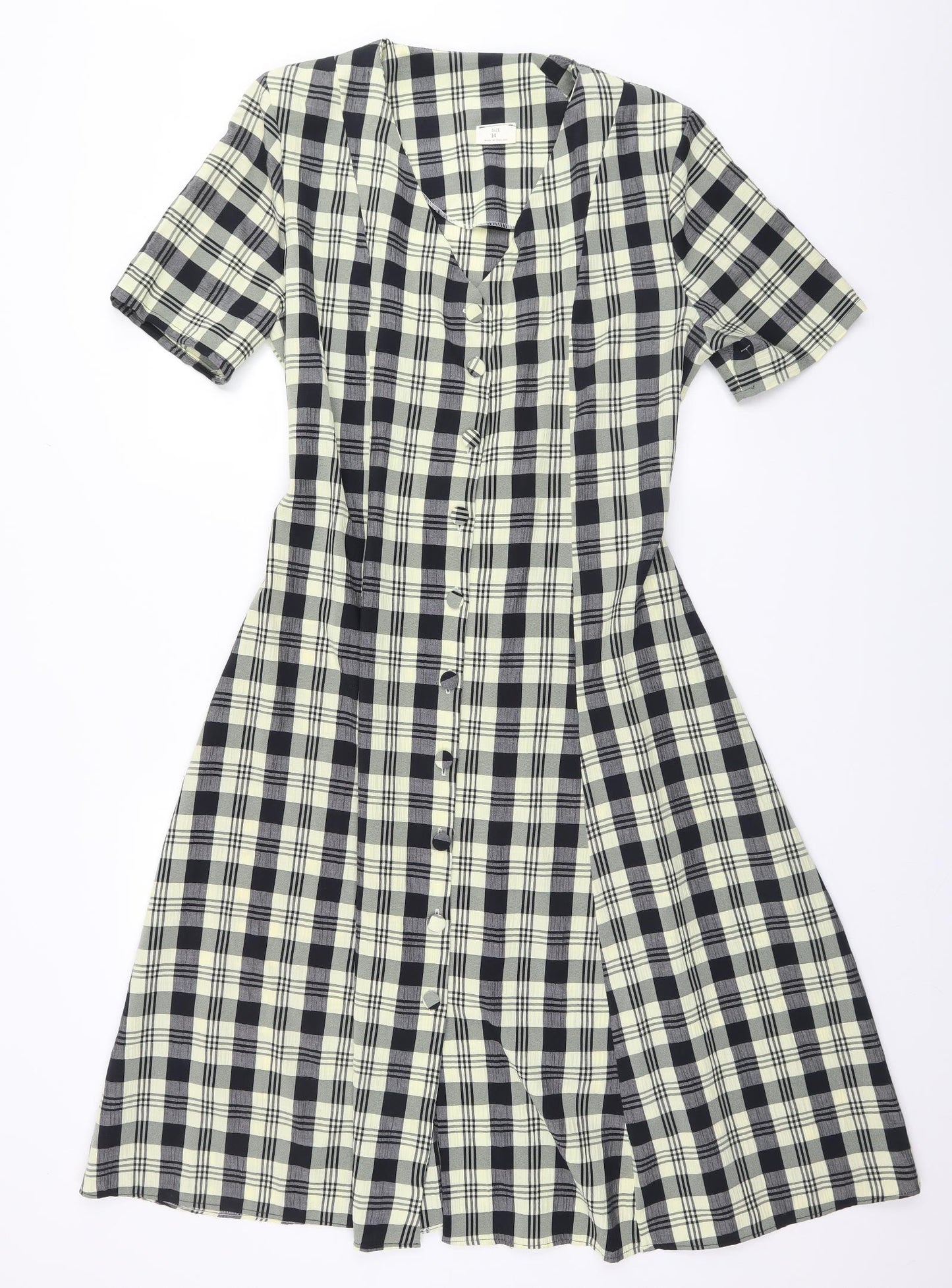 Preworn Womens Beige Plaid  A-Line  Size 14