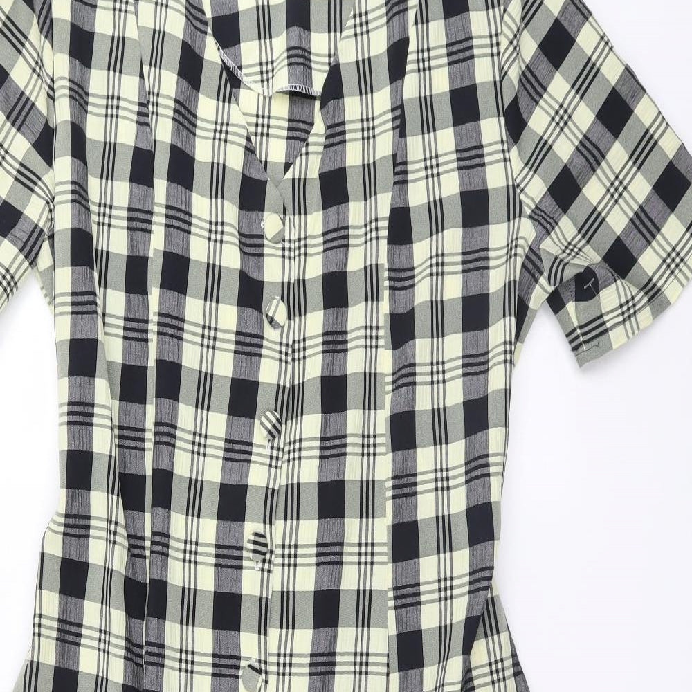 Preworn Womens Beige Plaid  A-Line  Size 14