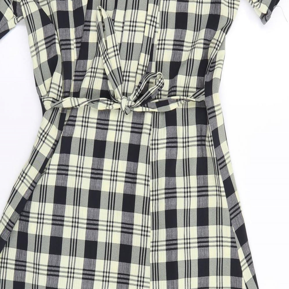 Preworn Womens Beige Plaid  A-Line  Size 14