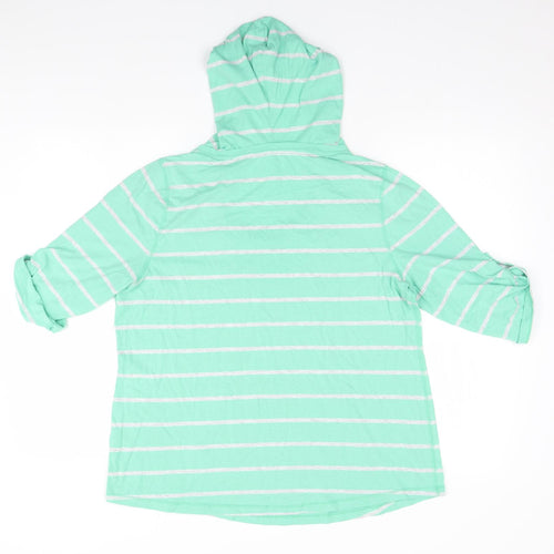 Sonoma Mens Green Striped  Pullover Hoodie Size L