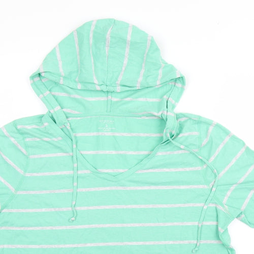 Sonoma Mens Green Striped  Pullover Hoodie Size L