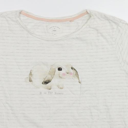 NEXT Womens White Striped  Top Pyjama Top Size 16  - B is for Bunny