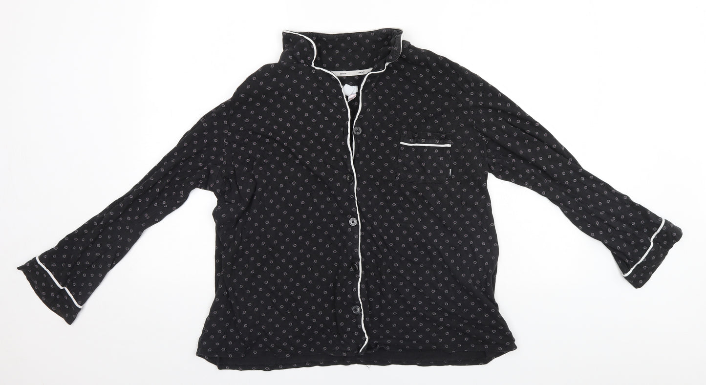 DKNY Womens Black Polka Dot  Top Pyjama Top Size XL