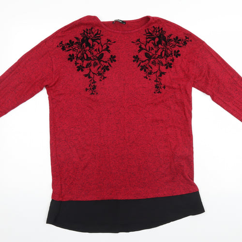 LC Waikiki Womens Red Floral  Basic T-Shirt Size M
