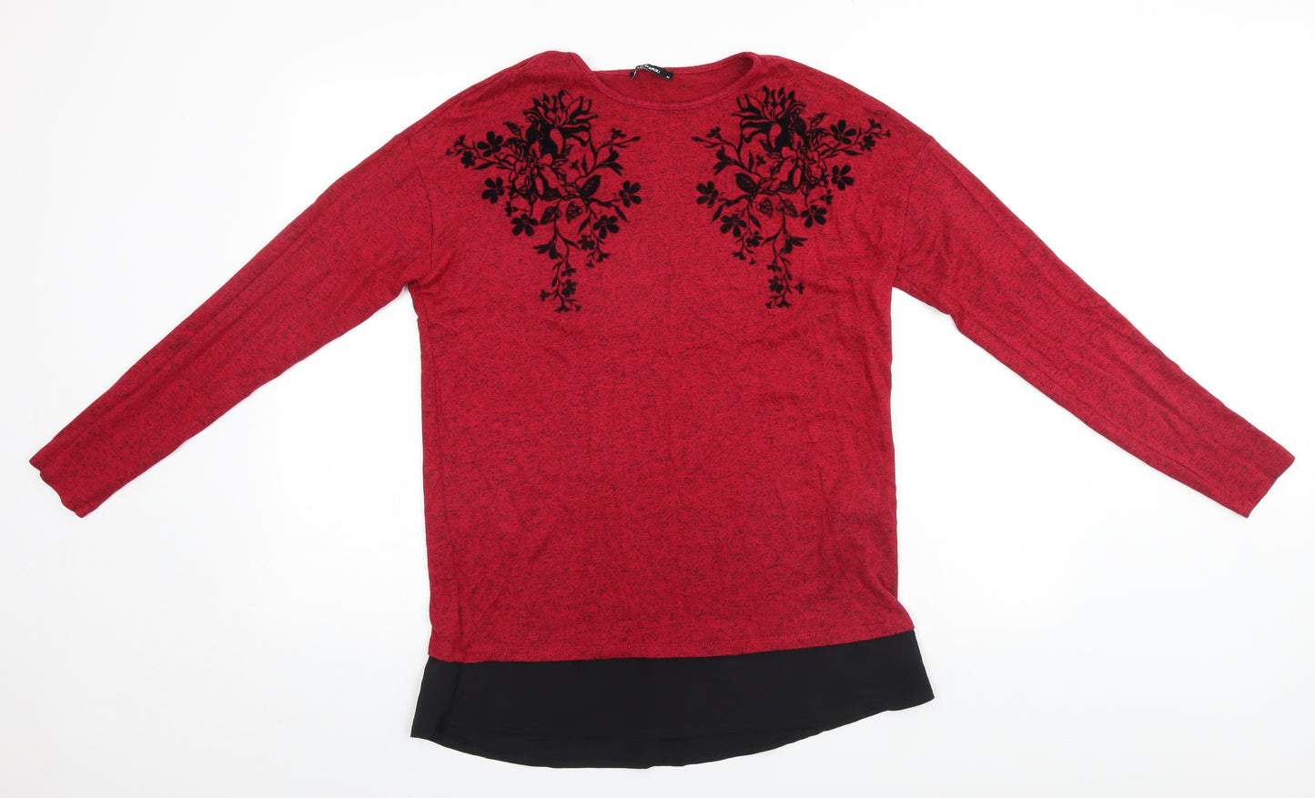 LC Waikiki Womens Red Floral  Basic T-Shirt Size M