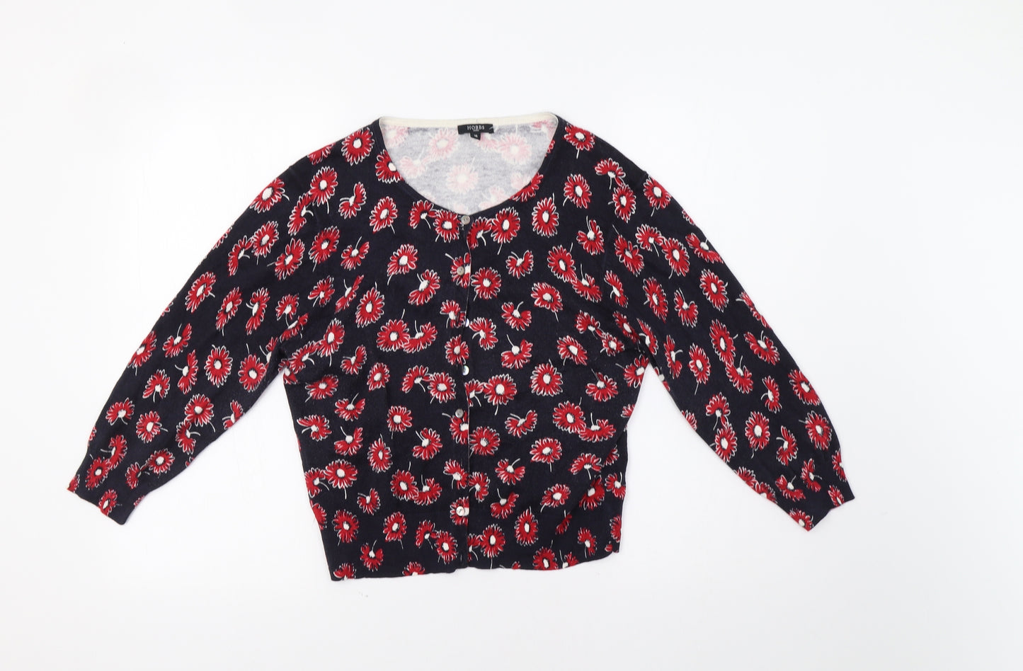 Hobbs Womens Blue Floral  Cardigan Jumper Size 16