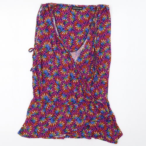 Warehouse Womens Purple Floral  Basic Blouse Size 14