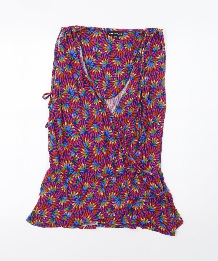 Warehouse Womens Purple Floral  Basic Blouse Size 14