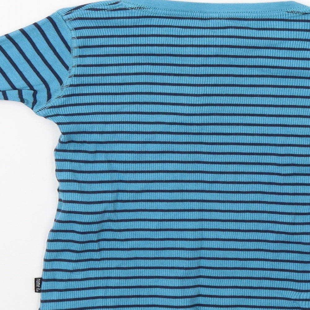 name it Girls Blue Striped  Pullover T-Shirt Size 5-6 Years