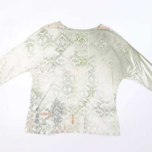 Pinka Womens Green Floral  Basic Blouse Size M  - Sequin Detail