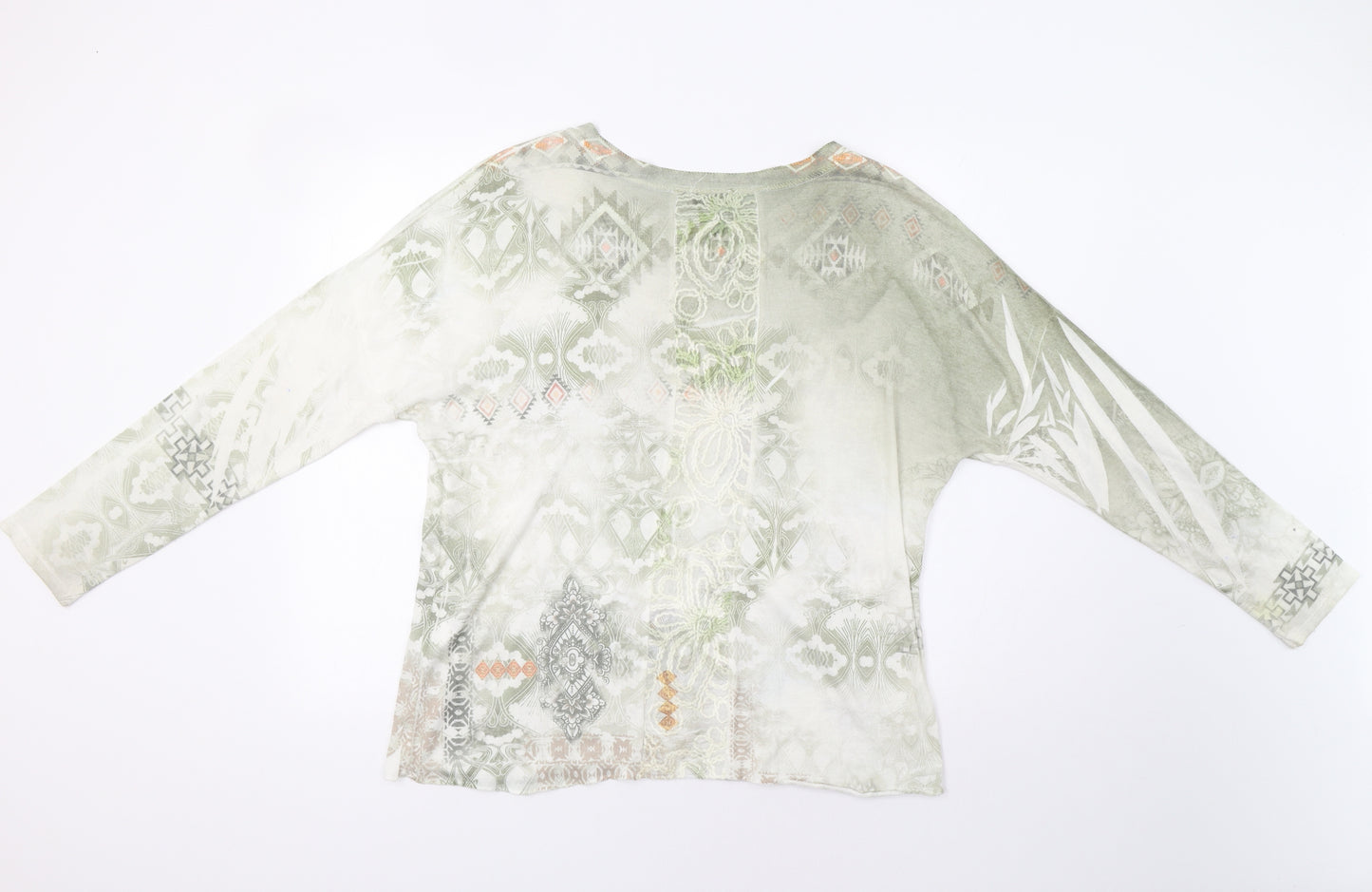 Pinka Womens Green Floral  Basic Blouse Size M  - Sequin Detail