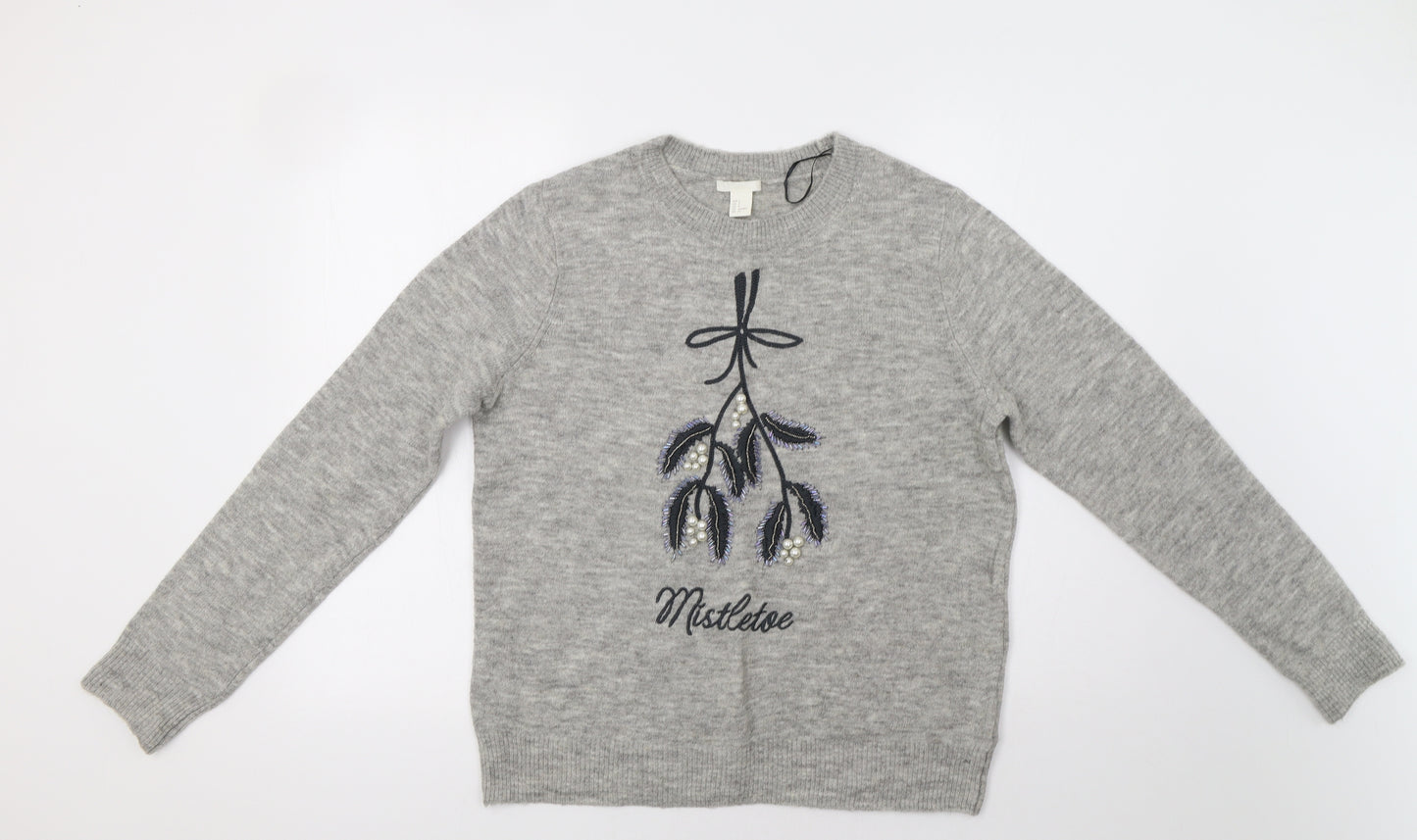 H&M Womens Grey   Pullover Jumper Size S  - Mistletoe