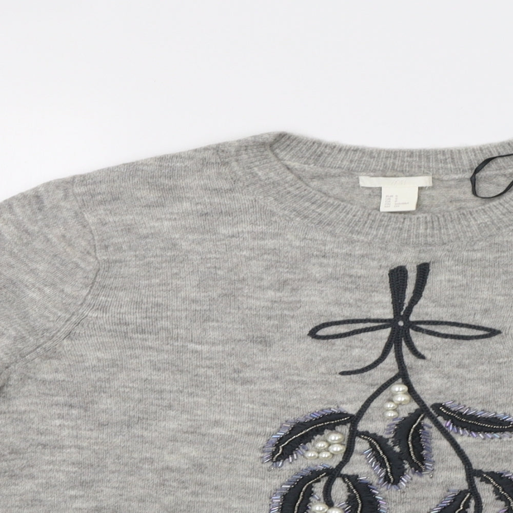 H&M Womens Grey   Pullover Jumper Size S  - Mistletoe
