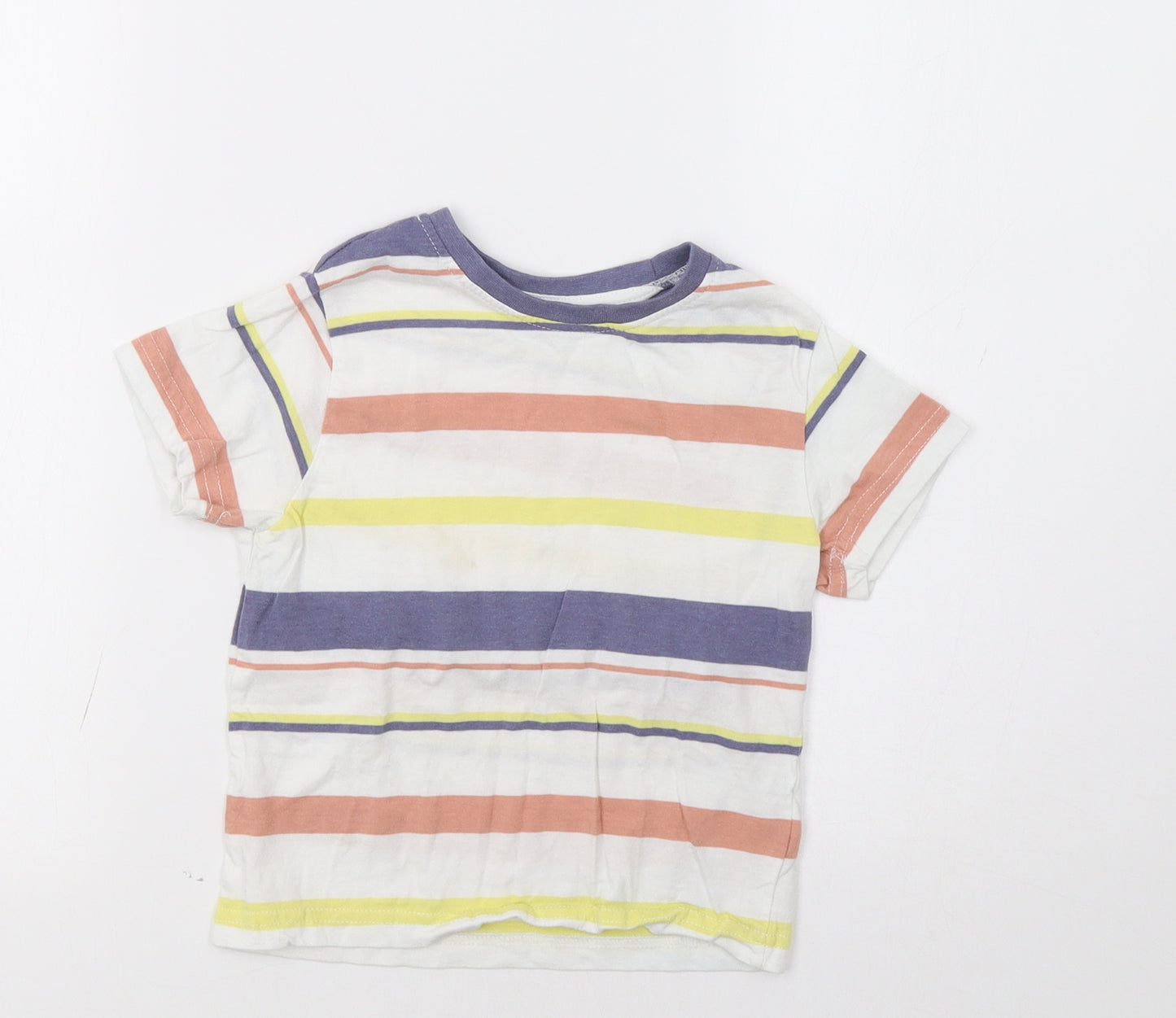 Primark Girls Multicoloured Striped  Basic T-Shirt Size 3-4 Years